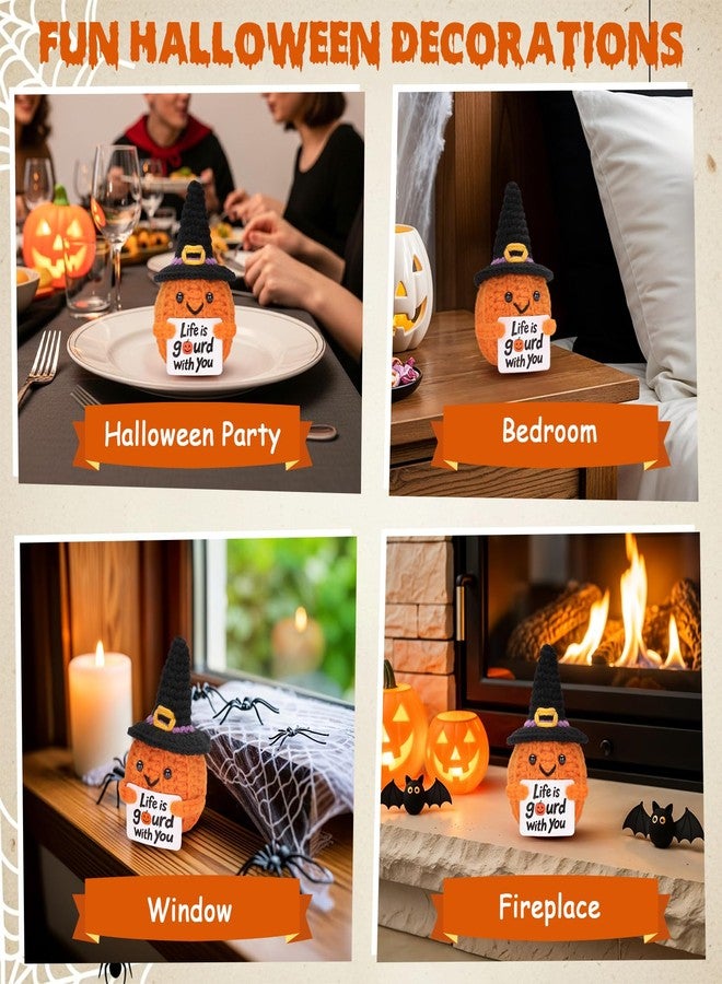 Dalycro Positive Crochet Pumpkin with Encouragement Card - Handmade for Women, Positive Crochet Doll for Desk and Room (Pumpkin) - Image 5